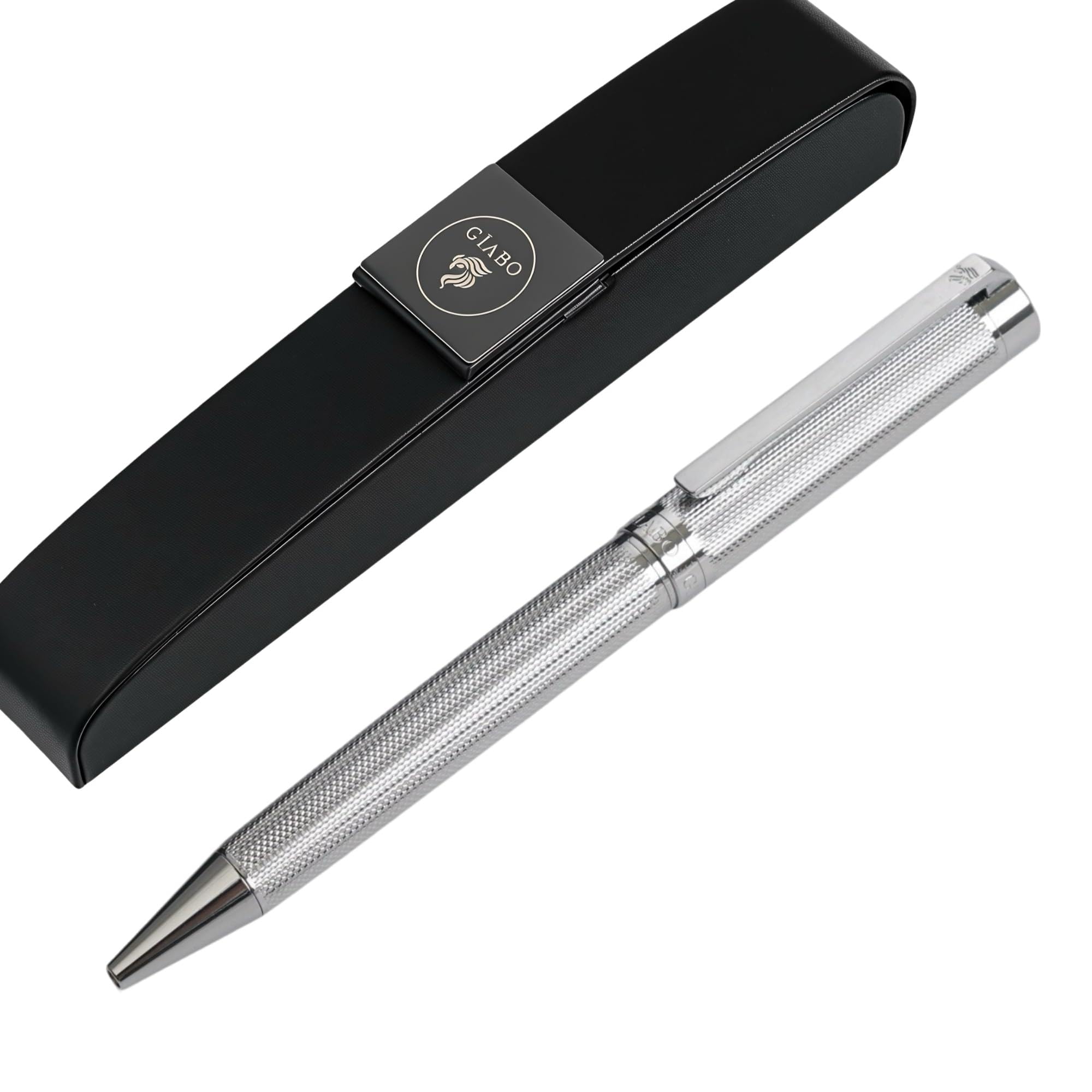GÍABO Kinzoku Luxury Ballpoint Pen in Silver, High-Quality Ballpoint Pen Made of Stainless Steel/Copper, Elegant Design and Ideally Balanced