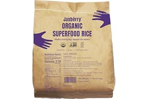 Jasberry - Organic Superfood Rice, Soft & Aromatic Whole Grain Purple Rice, High in Antioxidants, Non-GMO, Gluten-free, Easy to cook, Versatile USDA Certified Organic, Vegan, Sustainable, Regenerative Farming, Small-scale farmers (11 Pound Bag)