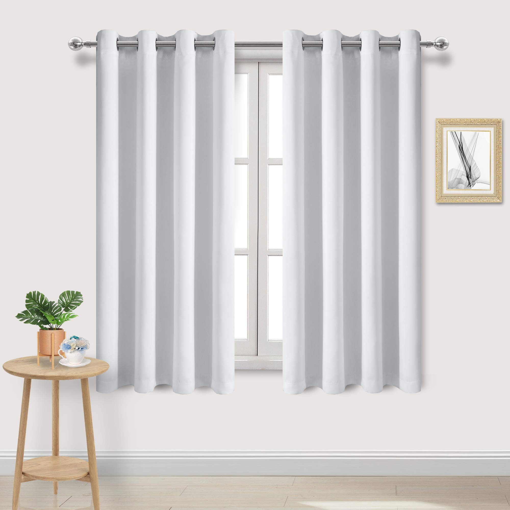 DWCN Curtains for Bedroom, Room Darkening Thermal Insulated Living Room Drapes, W52 x L72 Inches Long, Set of 2 Greyish White Grommet Panels