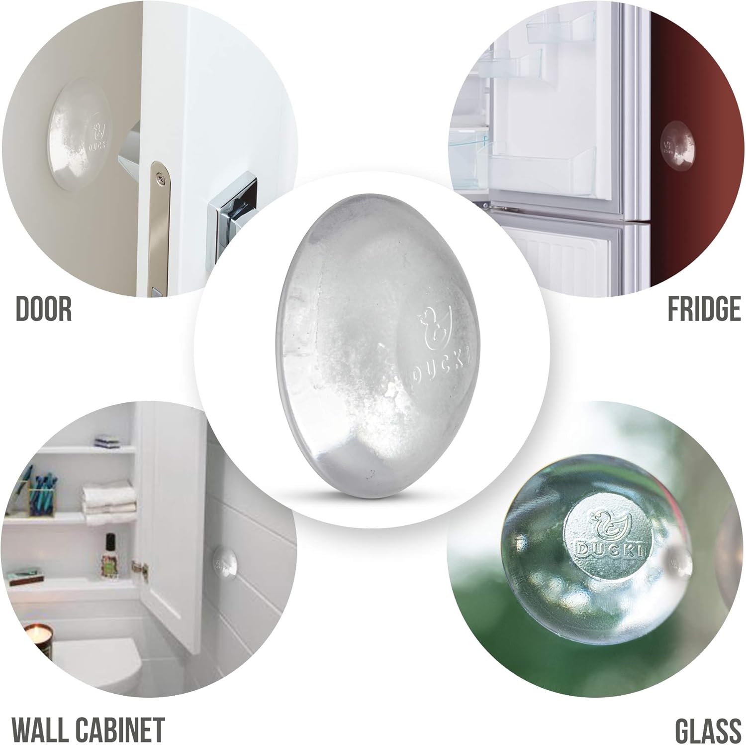 Door Stopper Wall Protector (4pk) - Quiet, Shock Absorbent Gel - Adhesive Reusable Bumper Protector, Wall Shield & Silencer for Door Handle - More Discreet Than a Door Knob Safety Cover (Clear): Home Improvement