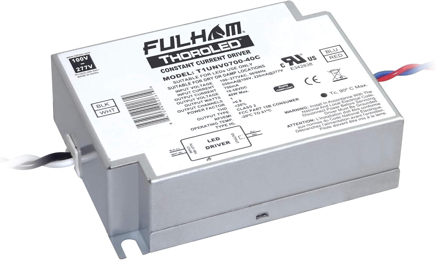 Fulham Lighting T1unv0700 40c Thoroled Single Channel Universal Voltage Input 700ma Constant Current Output Max 40w Compact Case Ip64 Led Driver Amazon Com Fulham Lighting T1unv0700 40c Thoroled Single Channel Universal Voltage Input 700ma Constant Current Output Max 40w Compact Case Ip64 Led Driver Amazon Com