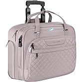 EMPSIGN Rolling Laptop Bag Women with Wheels, Briefcase for Women Fits Up to 15.6 Inch Laptop Briefcase on Wheels, Water-Repellent Overnight Rolling Computer Bag with RFID Pockets, Grey Pink