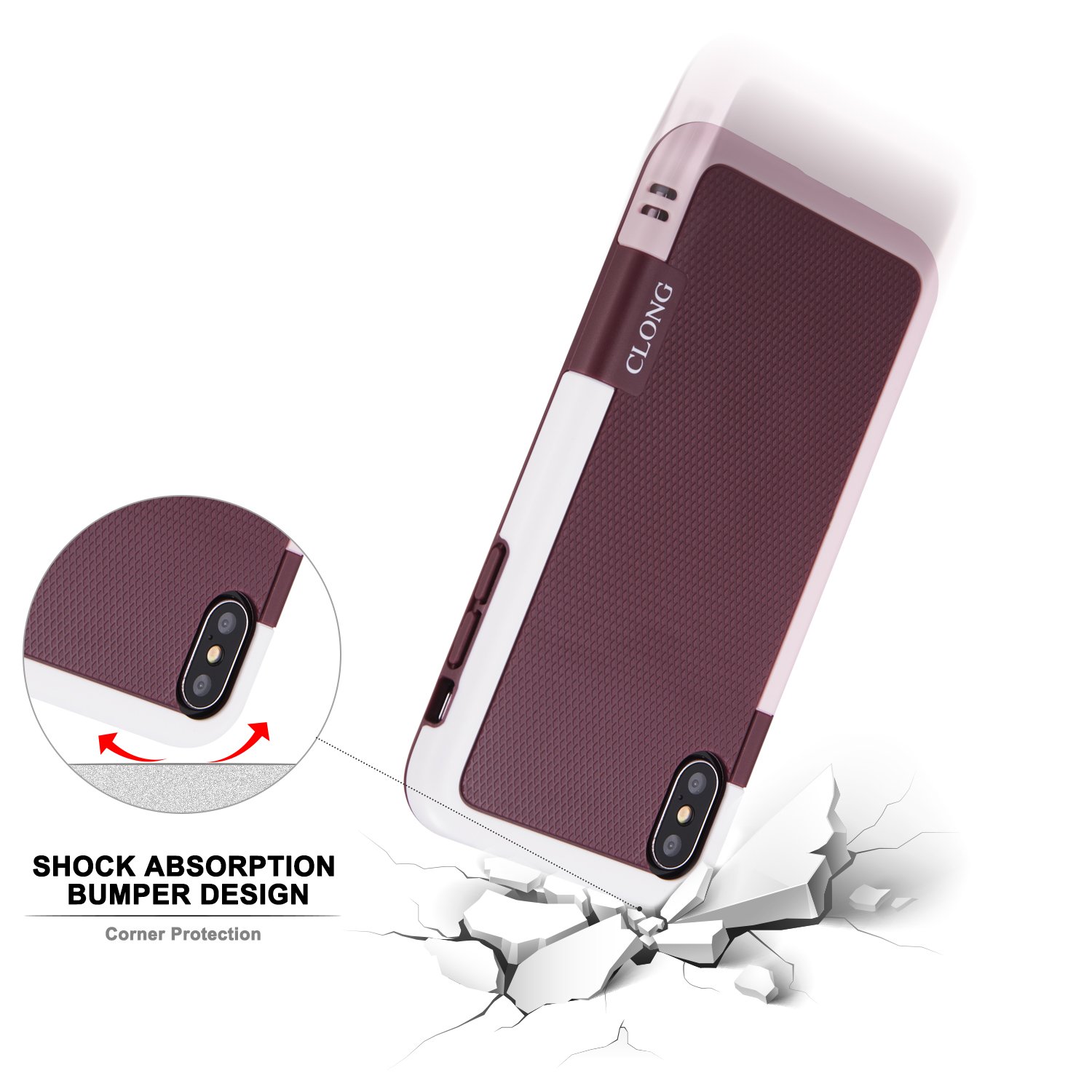 iPhone X Case,CLONG iPhone X 10 Case Flexible Durable Shock-Absorption Protective Case Ultra Impact 3 Color Bumper Cover Slim Hybrid Soft TPU & Hard PC Cases for Apple iPhone X 5.8\