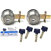 Mul-T-Lock Interactive+ Cronus High Security Grade 2 Single Cylinder Dead-Bolt w/Thumb Turn. Commercial or Residential Metal or Wood Doors (5) Stainless Steel - Two Keyed Alike)