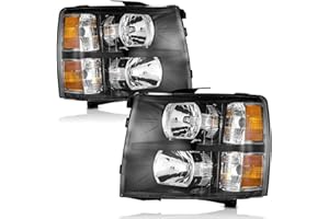 WEELMOTO Headlights for 2007-2014 Chevy Silverado 2500HD 3500, Headlight Assembly for 07 2008 2009 2010 2011 2012 2013 Silver