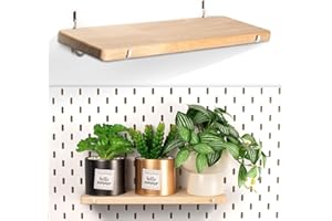 SEMPOMA Wooden Pegboard Shelf, Solid Wood Pegboard Shelves with Peg Board Hooks, Compatible with IKEA Skadis Pegboard Accessories