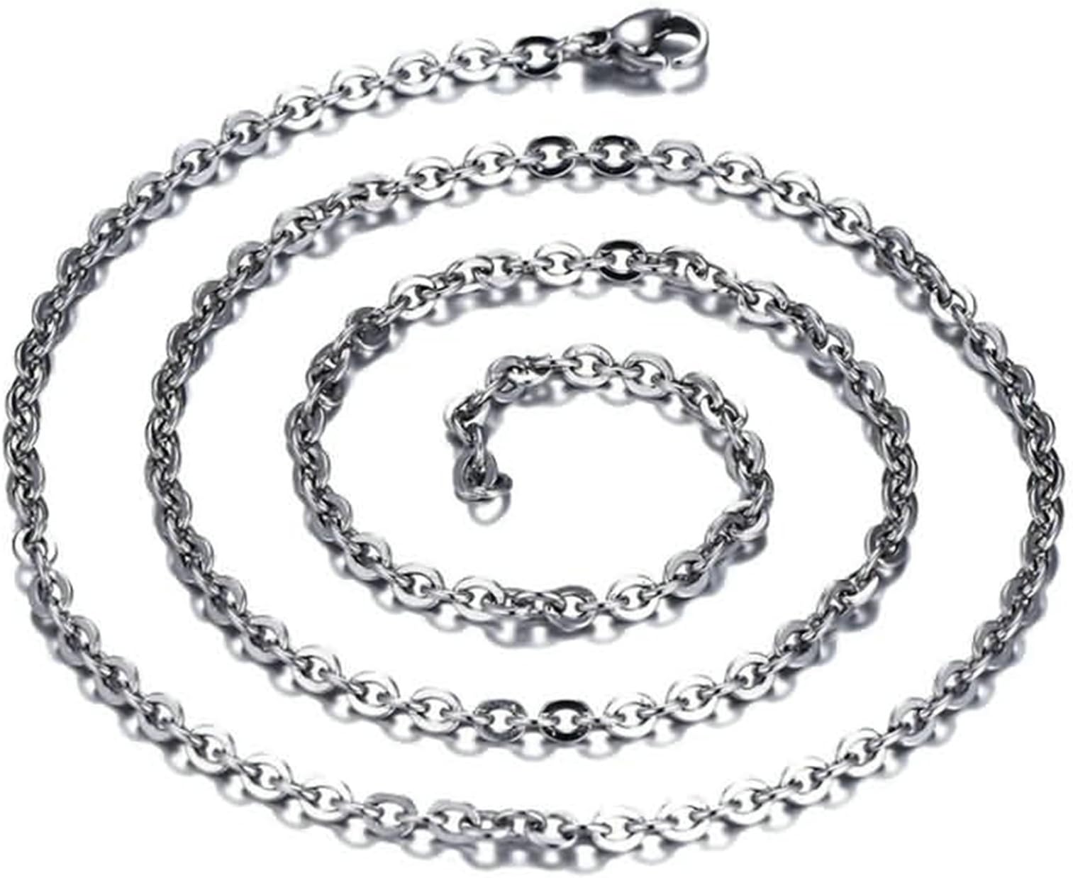 LOUMVE 50CM Chain Necklace Stainless Steel Rolo Necklace for Men