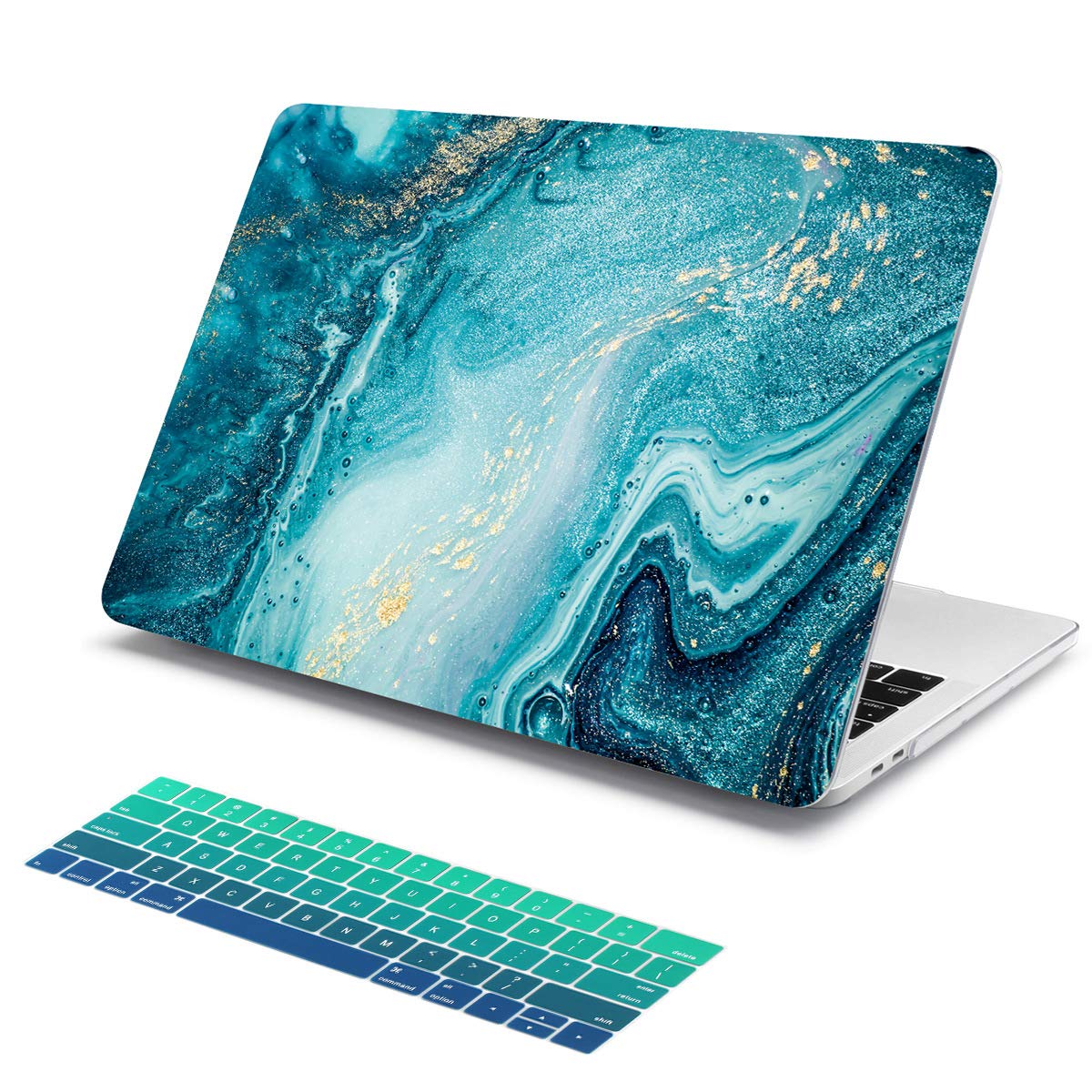 Batianda Case for MacBook Pro Retina 15 inch (Model:A1398 No Touch Bar) Hard Protective Shell Laptop Sleeve with Gradient Keyboard Cover (Green River Sand)