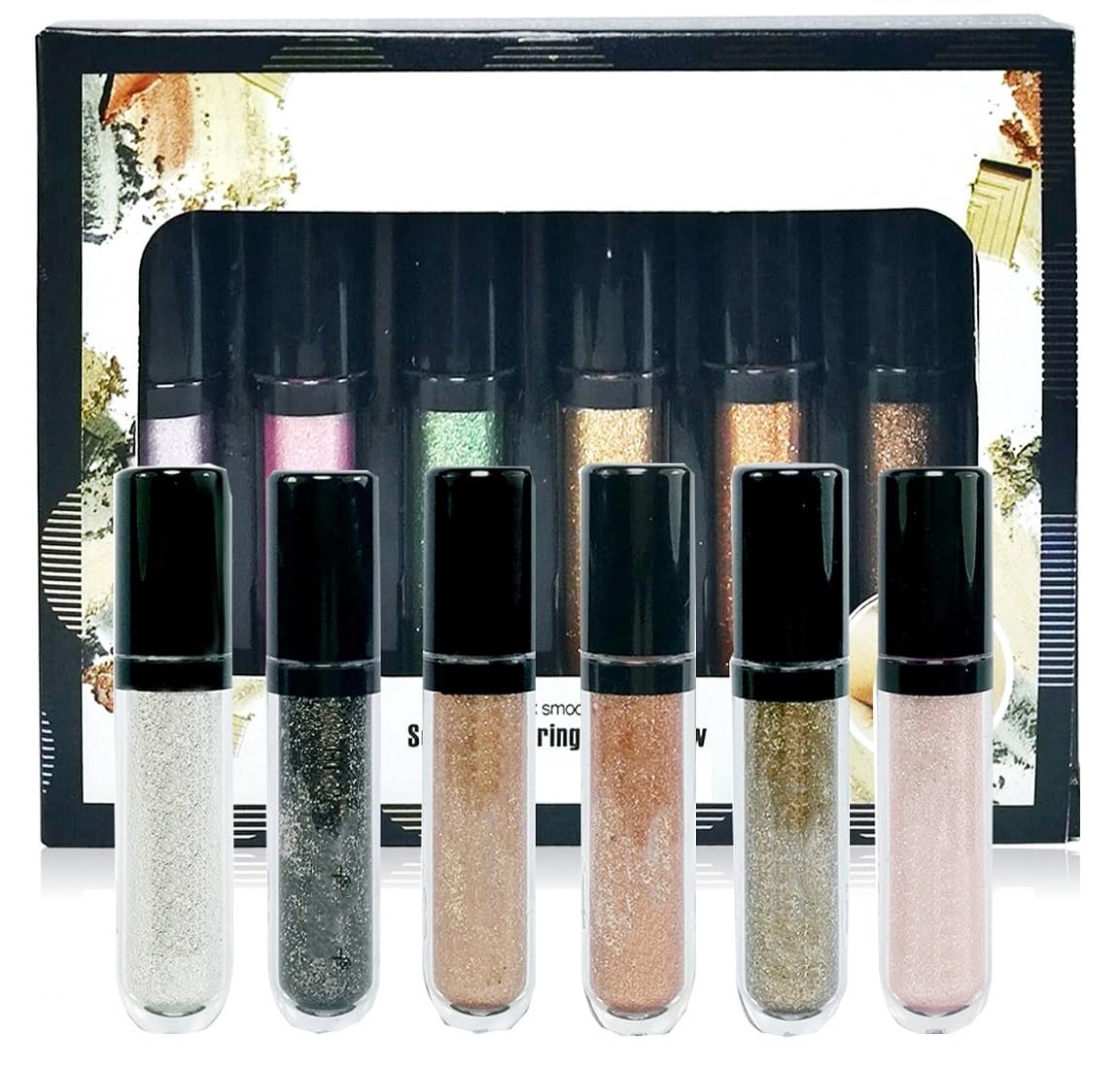 EOGRFW 6 Pcs Liquid Glitter Eyeshadow Set - Metallic & Matte Shimmer, Highly Pigmented