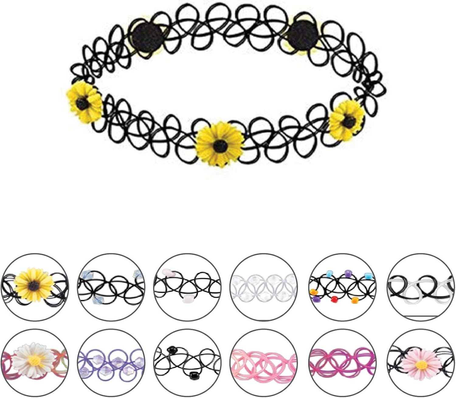 BodyJ4You 24PC Choker Necklace Set Colorful Mix Stretch Elastic Jewelry Women Girl Kids Value Pack: Jewelry