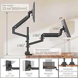 17-57 inch Dual Vertical Monitor Mount, Heavy Duty