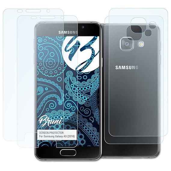 Bruni Schutzfolie für Samsung Galaxy A3 (2016) Folie, glasklare Displayschutzfolie (2er Set)