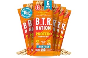 B.T.R. B.T.R Nation Vegan Keto Plant Based High Protein & HIgh Fiber Bars - Peanut Butter Crunch Protein+ | 6 Bars | Low Carb & GF, Free of Sugar Alcohols, Dairy, Soy, with Powerful Superfoods!