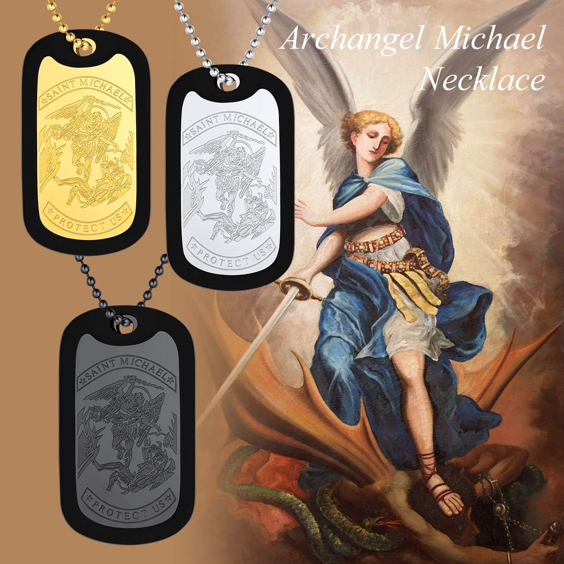 FindChic Saint Michael Necklace Dog Tags Jewellery for Men Stainless Steel Saint Michael's Pendant Necklace - Image 4