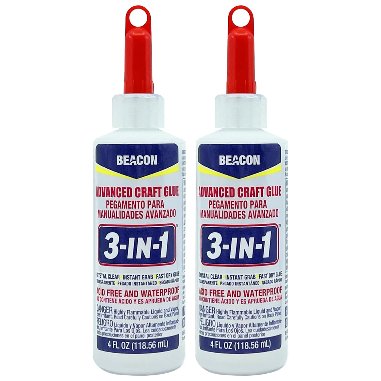 Beacon Adhesives 3-in-1 Advanced Craft Glue 118.56 ml, Dries Crystal Clear (Pack of 2)