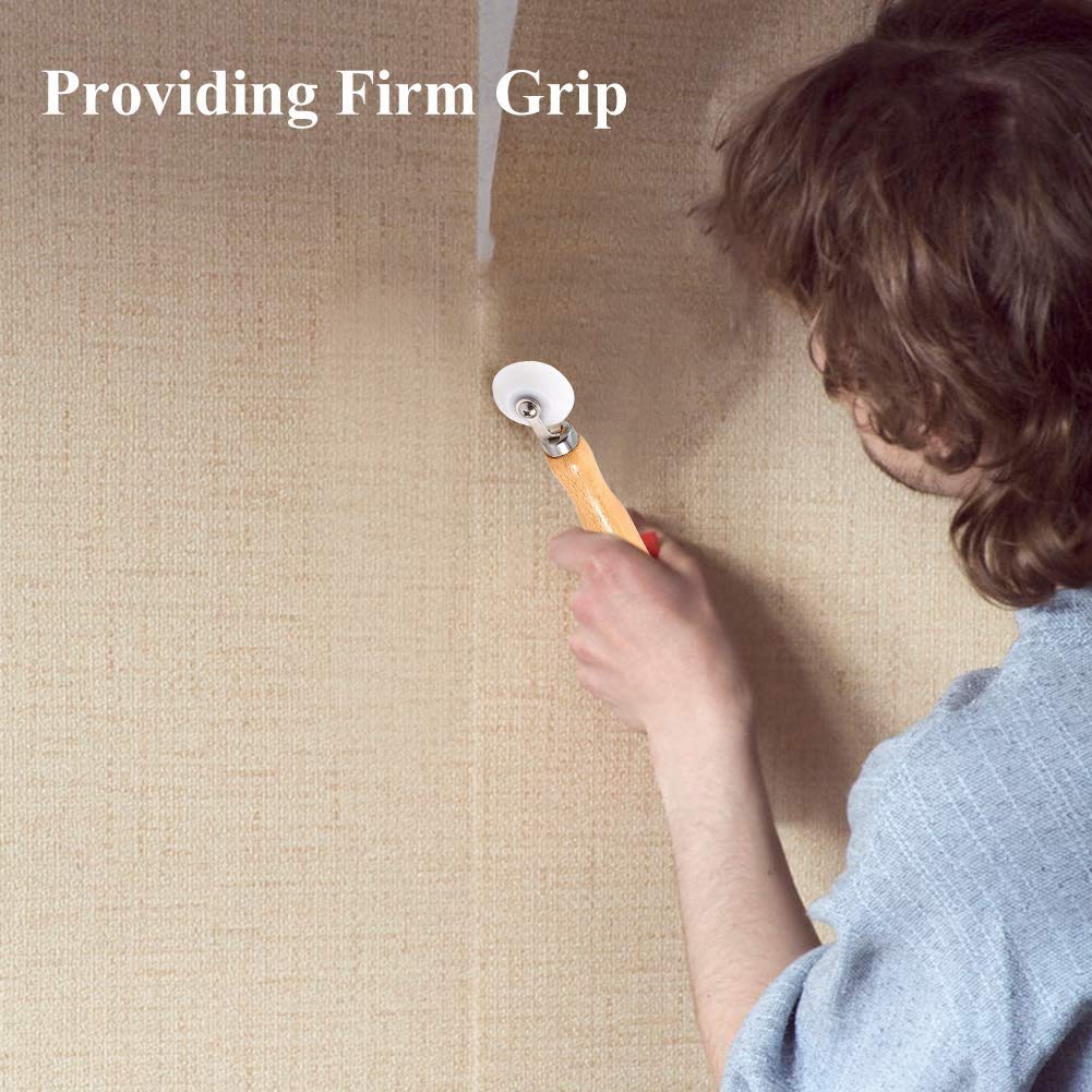 Internal External Corner Wallpaper Seam Roller Natural Wood Handle