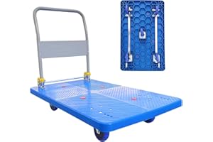 LCyindu 1320LBS Push Cart Dolly,Foldable Platform Truck Dolly with 360° Swivel Wheels, Space-Saving Design, Heavy Duty Hand Flatbed Cart Moving Cart for Loading,Groceries, Garage, Warehouse