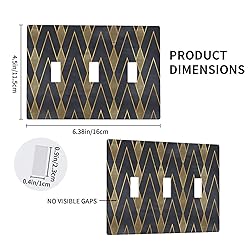 Moslion Black Gold Geometric 3-Gang Switch Plug