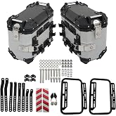 GXYWADY 36L Silver Aluminum Side Cases w/Support Racks Universal | Replacement for Motorbike Hard Saddlebag Box Trunk