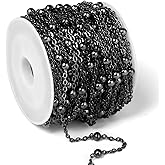 33 Feet Gunmetal Satellite Bead Chains Roll, 2mm 304 Stainless Steel Black Ball Beaded Cable Link Chains Spool Bulk for Jewelry Making DIY Craft
