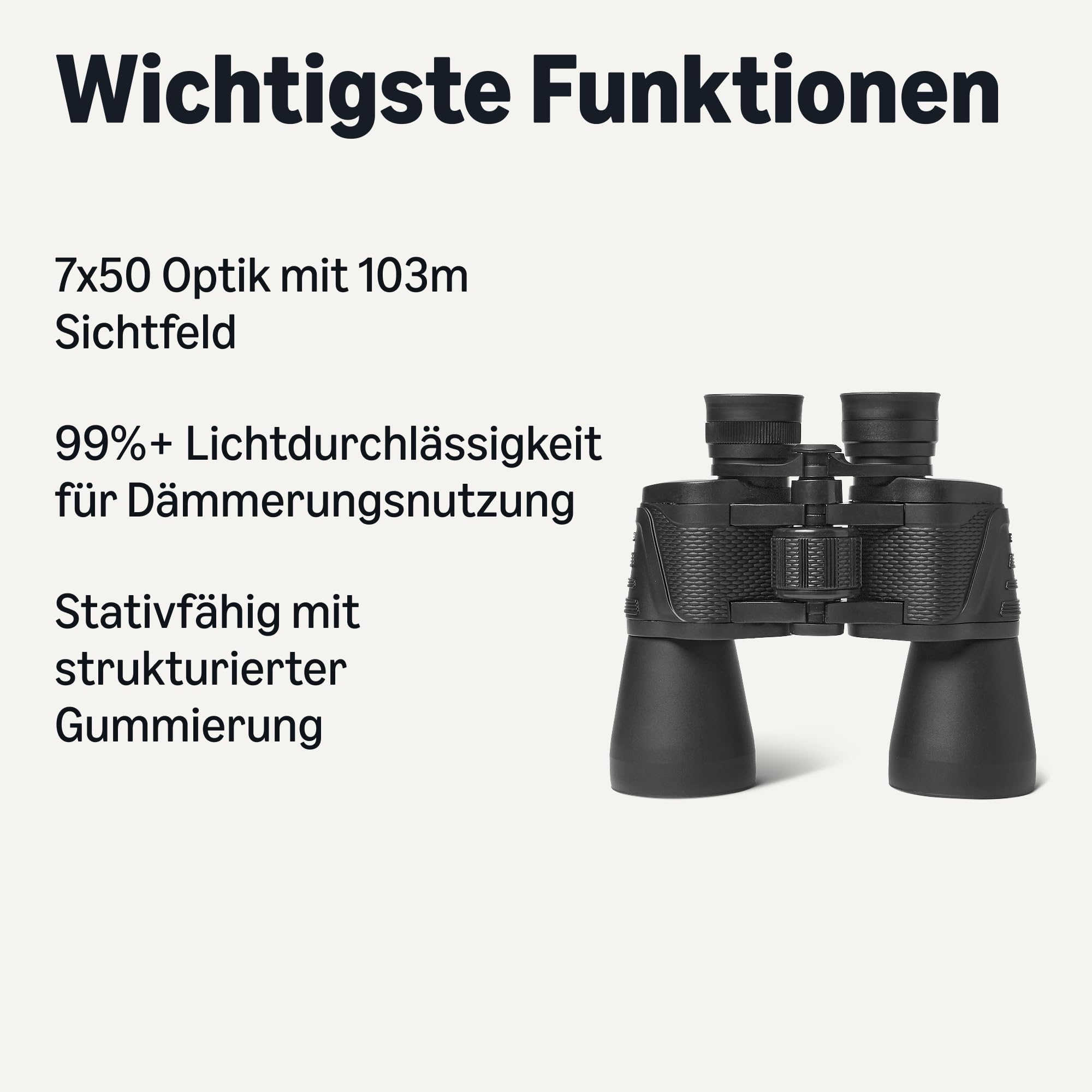 Amazon Basics 7x50 Fernglas Mit Hoher Vergrößerungsleistung, Weitem Sichtfeld, FMC-Optik, Kompatibel Mit Stativen, Schwarz, 1er-Pack 2