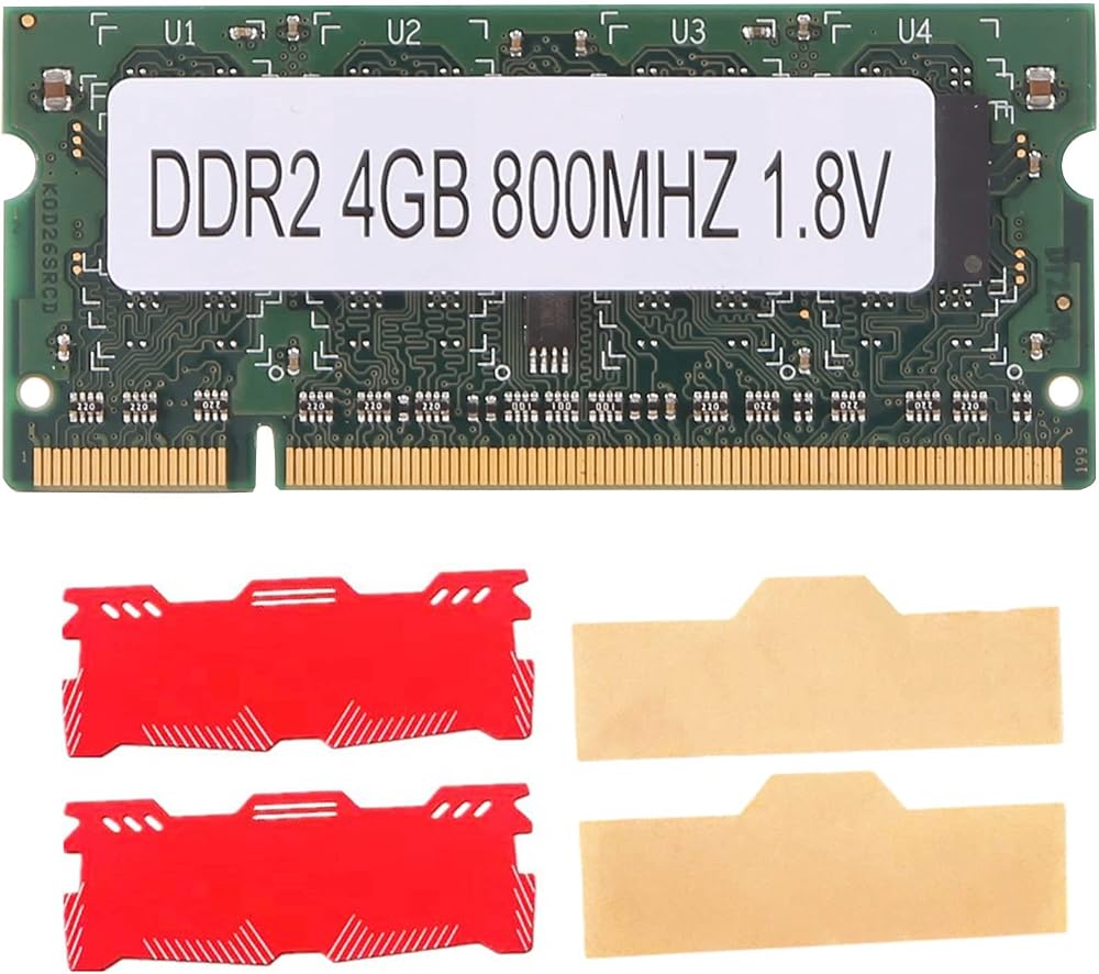 Uinfhyknd 4GB DDR2 Laptop RAM 800MHz PC2 6400 SODIMM 2RX8 200 Pin with 2