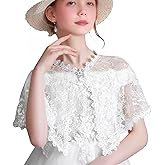 Eeuwigegelofte Girl Elegant Lace Wedding Shawls for Teens, White Floral Embroidered Shrug Bolero
