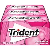 Trident Bubblegum Sugar Free Gum, Original Version, 168 Pieces, Pack of 12 | Chewing Gum with Xylitol, Perfect for Long Lasting Fresh Breath at School, Work &amp; Travel