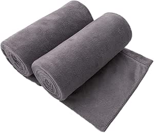 JML Microfiber Bath Towel 2 Pack(30" x 60"), Oversized, Soft, Super Absorbent and Fast Drying, No Fading Multipurpose Use for Sports, Travel, Fitness, Yoga, 30 in x 60 in, Grey 2 Count
