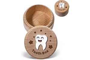 LIQWEI 1 Pc 3D Carved Tooth Fairy Box, Wood Tooth Storage Boxs Fairy Holder, Teeth Keepsake Box Cute for Kids' First Lost Teeth Gifts for Birthdays Baby Shower Holiday