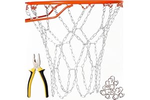 BETTERLINE Basketball Net Heavy Duty Metal Chain Replacement with 12 S-Hooks and Set of Pliers to Tighten Hooks | Rustproof Galvanized Iron 21-Inch (53 cm) Net (2.5)