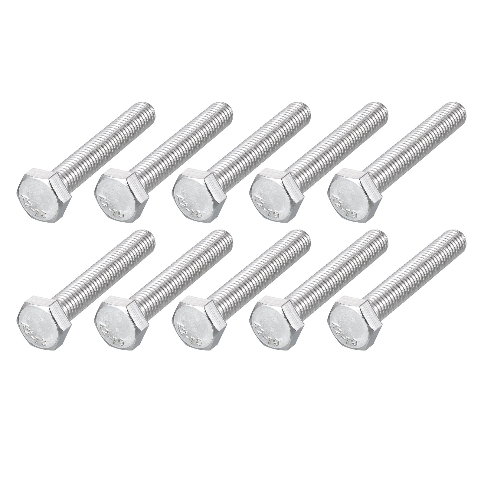 METALLIXITY Hex Bolts (M8-1.25x50mm) 15Pcs, 304 Stainless Steel Coarse Fully Threaded Hex Head Screw Bolt Machine Screws - for Furniture Repair, Silver