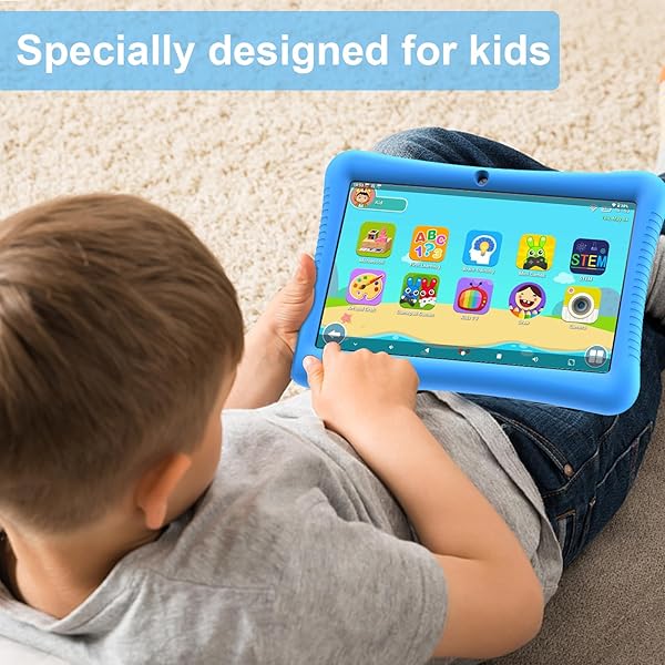 SEMEAKOKO KIDS TABLET 10 INCH ANDROID 13 WITH SHOCKPROOF CASE, QUAD-CORE 32GB, 512GB EXPANDABLE, PARENTAL CONTROL, PRE-INSTALLED APPS, 6000MAH BATTERY, GIFTS FOR 3-12 YEAR OLDS (BLUE)