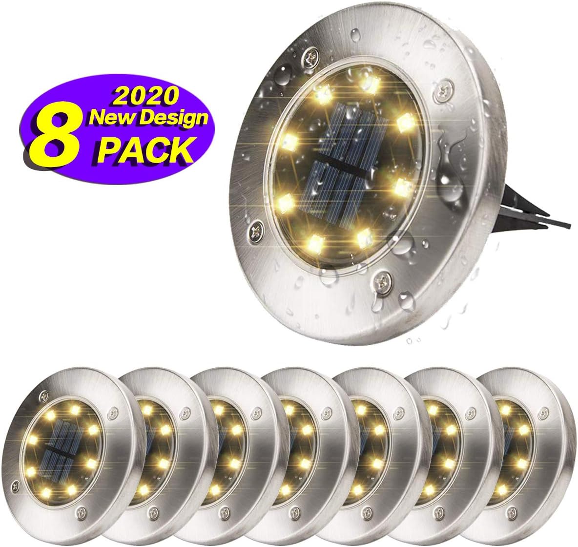 Dekugaa Solar Ground LightsUpgraded Outdoor Garden Waterproof Bright