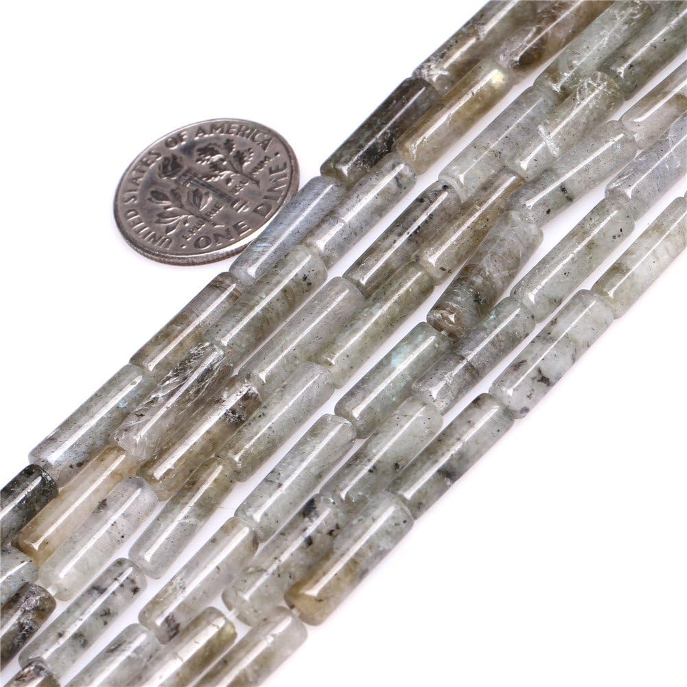 SHGbeads 4x13mm Gray Labradorite Semi Precious Gemstone Column Tube Loose Beads for Jewellery Making DIY Handmade Craft Supplies 15"