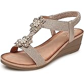 SHIBEVER Wedge Sandals for Women Dressy: Summer Low Wedges Comfortable Open Toe Sandals