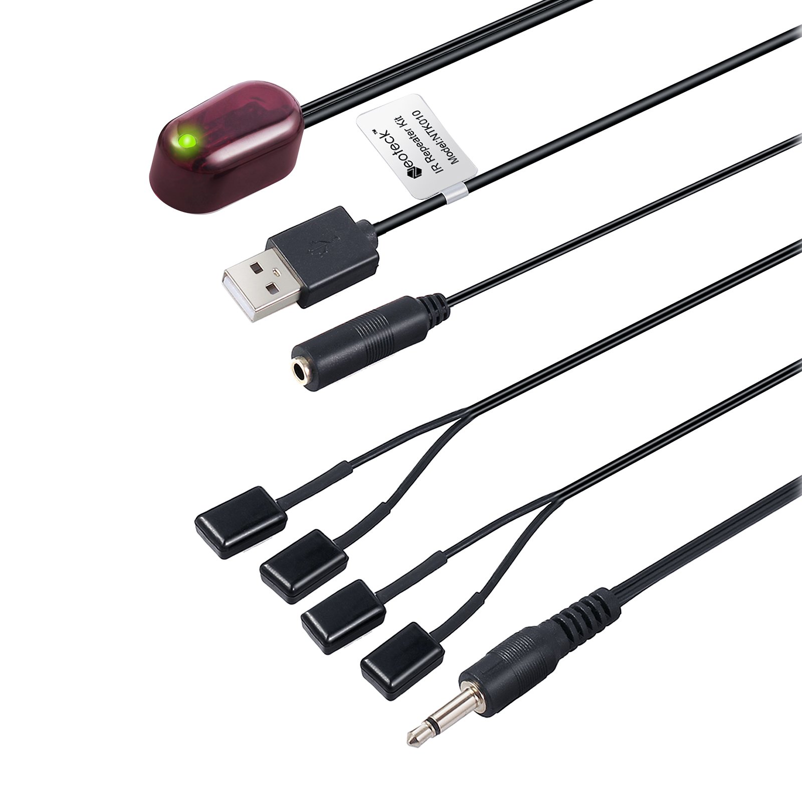Neoteck IR Repeater Infrared Remote 1 Receiver 4 Emitters Control Kit Hidden IR Set for