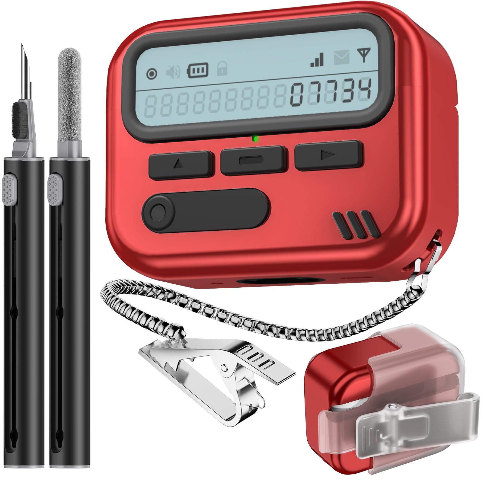 Photo 1 of (with Safety Lock) Pager Cases Compatible with AirPods Pro 2nd Generation Case Cover with Cleaner Kit,Hard TPU Full Protection for AirPods Pro 2 Charging Case(USB-C)(2023/2022/2019) for Men-Red