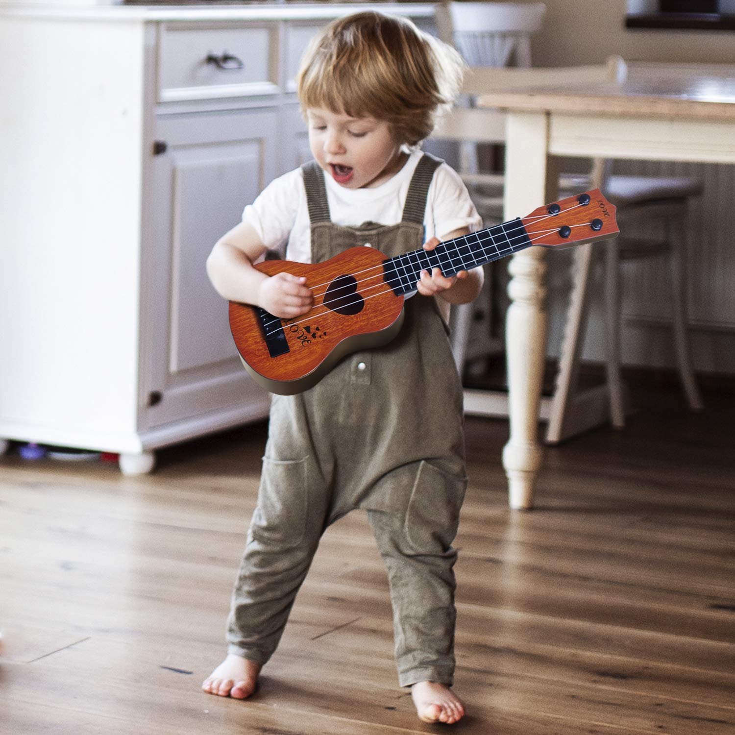 Kids Guitar Musical Toy Ukulele Classical Instrument(Brown), Wooden Play Guitar for Kids Aged 3 4 5 6 7 8 Year Old