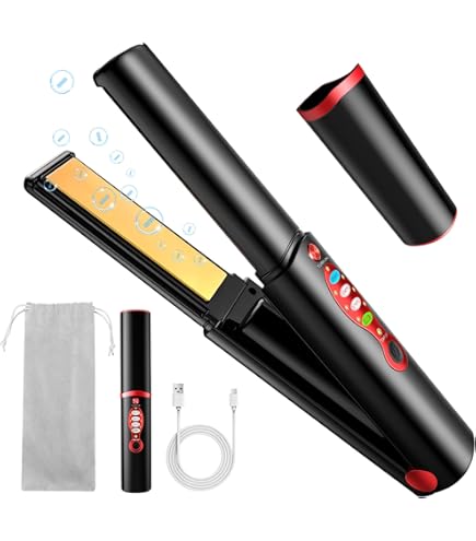 Amazon.com : Cordless Hair Straightener Portable Travel Rechargeable Flat  Iron, Fast Heating, Adjustable Temperature for Professional Straightening &  Curling – Portable and Travel-Friendly (White) (White) : Beauty & Personal  Care