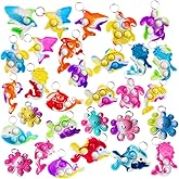 30 Packs Shark Turtle Dolphin Fish Octopus Mermaid Whale Mini Ocean Assorted fidgets Bubble Toys for Kids Children Classroom Students Gifts from Teacher,Birthday Party Favors