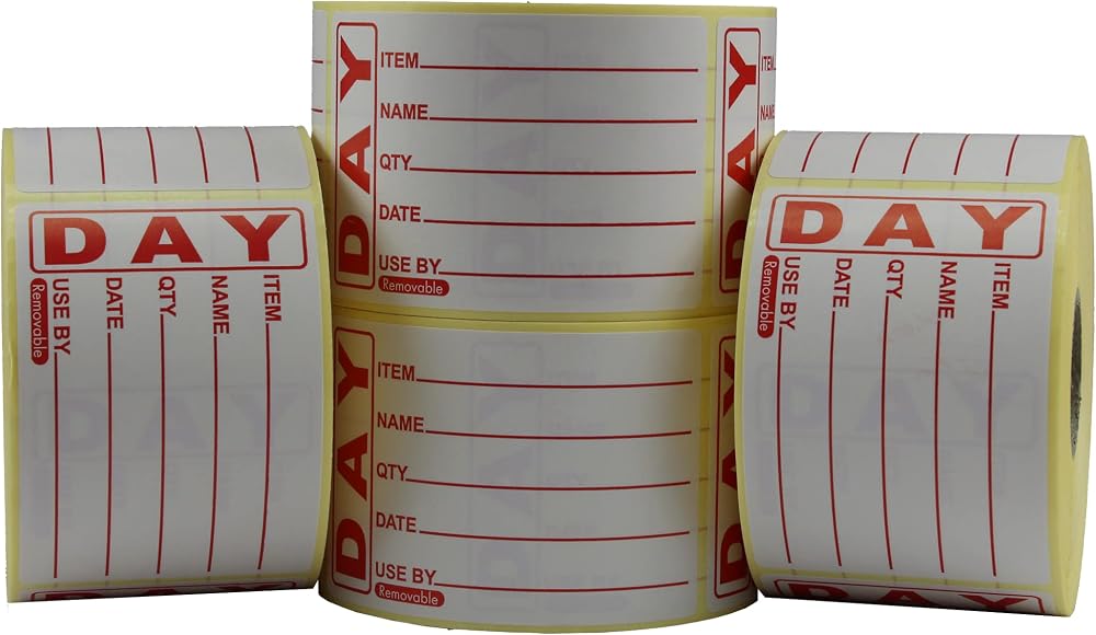 Label Metrics Red Text Removable Food Labels 49x74mm Roll 500 Each 4 Rolls