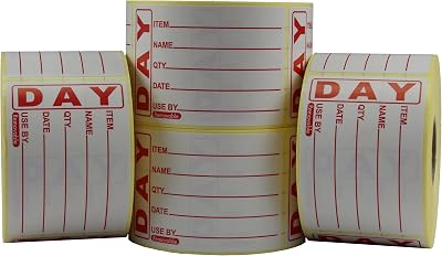 Label Metrics Red Text Removable Food Labels 49x74mm Roll 500 Each 4 Rolls