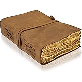 Succor Genuine Leather Journal - Handmade Vintage Notebook with Deckle Edge Paper, Leather Bound Writing Diary, Scrapbook & Sketchbook for Men & Women with Strap Closure - 7x5 Inch