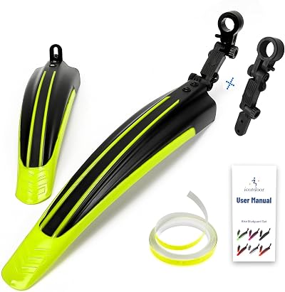 ioutdoor Bike Mud Guard Set with 27ft Reflective Tape Fluorescent Yellow