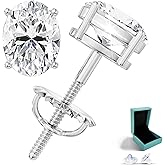 Moissanite Stud Earrings, 0.5ct-3ct D Color VVS1 Clarity Moissanite 14K Gold Plated 925 Sterling Silver Hypoallergenic Earrings for Women & Men