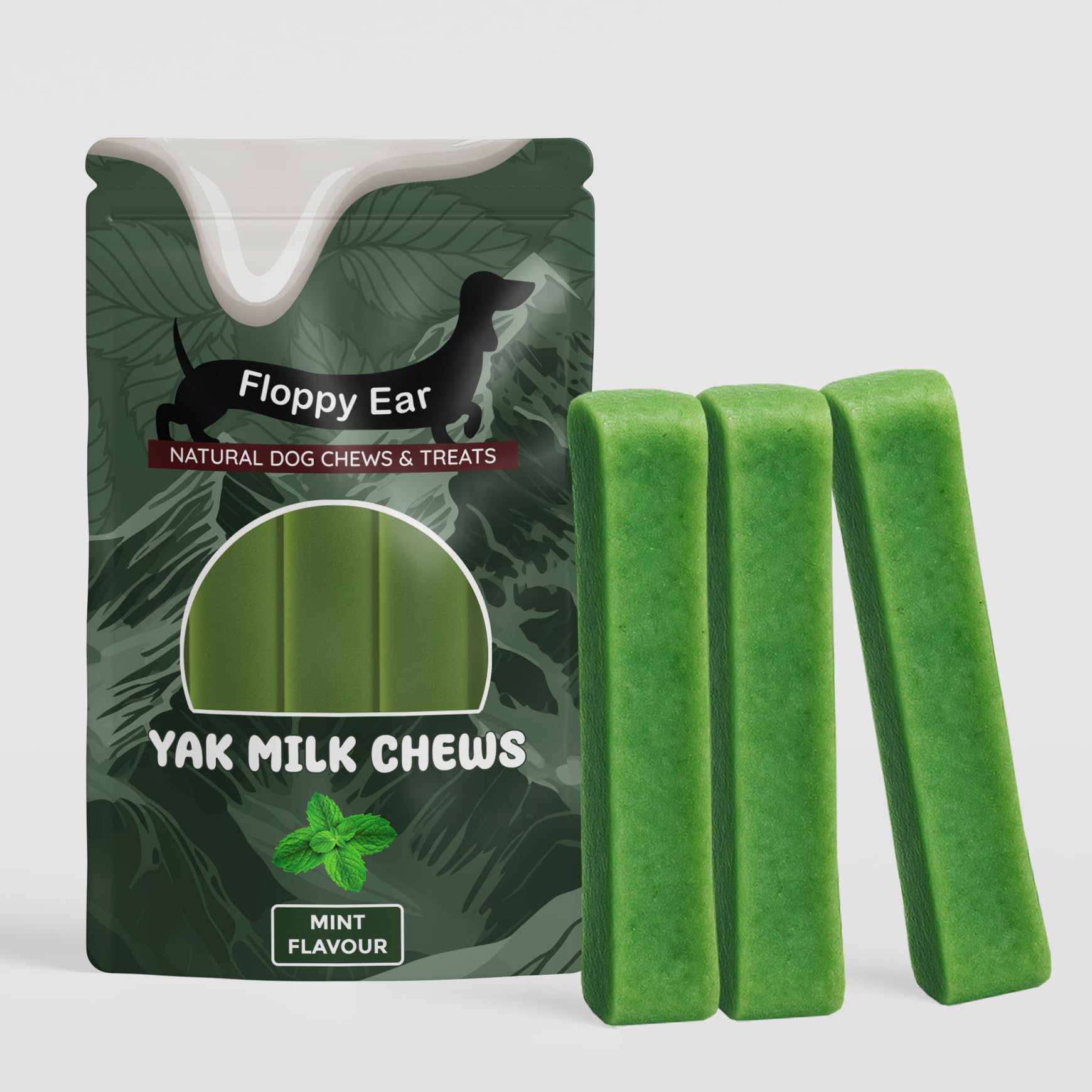 Himalayan Yak Milk Dog Chews - Mint Flavour - Yak Chews with Milk for Dogs Medium (pack of 3) - Rich in Protein & Calcium - Puppy Friendly - Dog Dental Sticks - 100% Natural