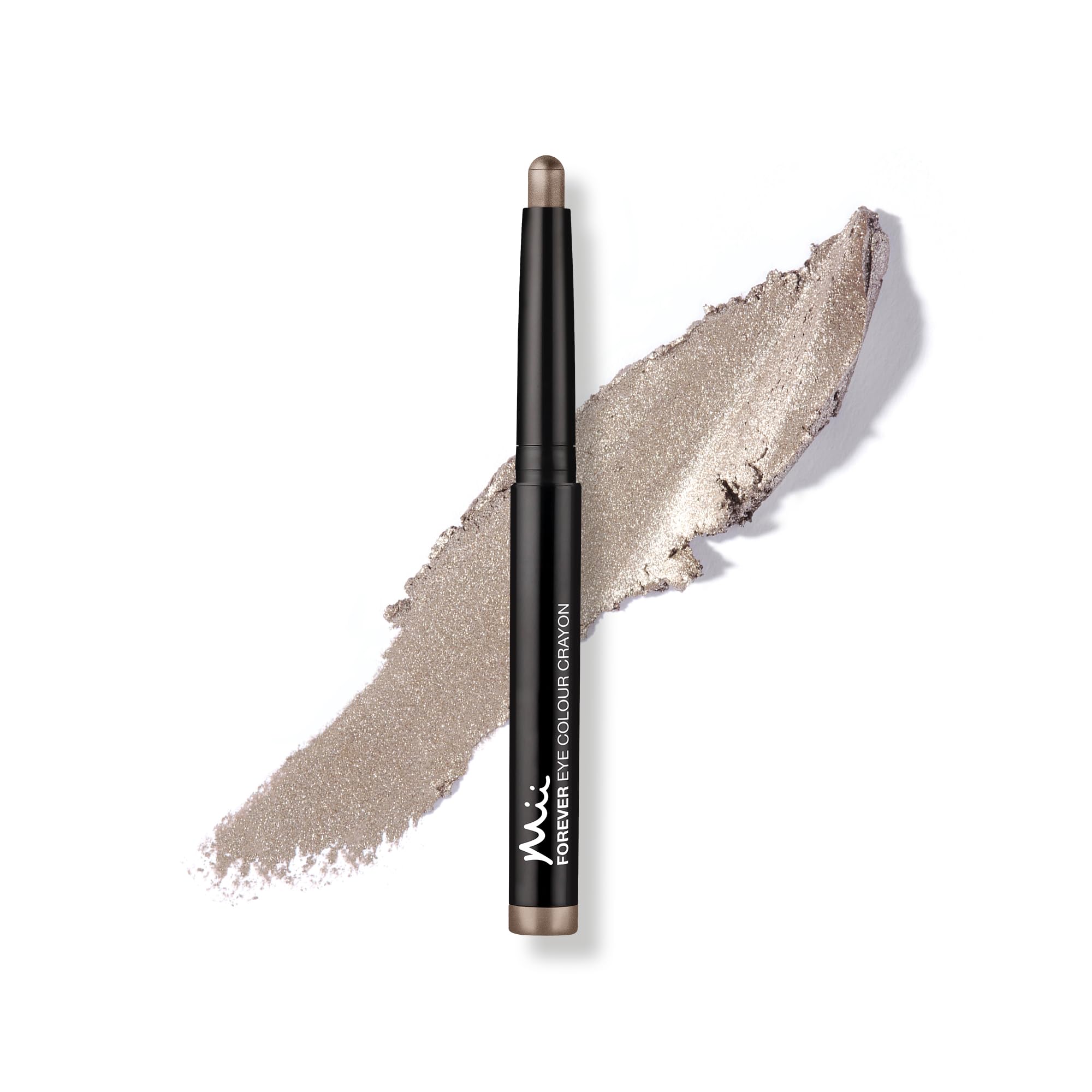 Mii Cosmetics Forever Eye Colour Crayon | Long-Lasting Cream Eyeshadow Stick | Highly Pigmented & Crease-Resistant | Multipurpose to Shape, Define, & Line Eyes | Metallic Silver Taupe | Oyster