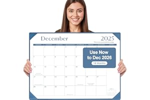 Gannyfer Desk Calendar 2026 with Desktop Mat, Simplified Large 22" x 17" Desktop Pad Calendar, 18 Month Desk Calendar, Use Now to Dec 2026, Office Supplies Perfect for Home School and Office - Blue