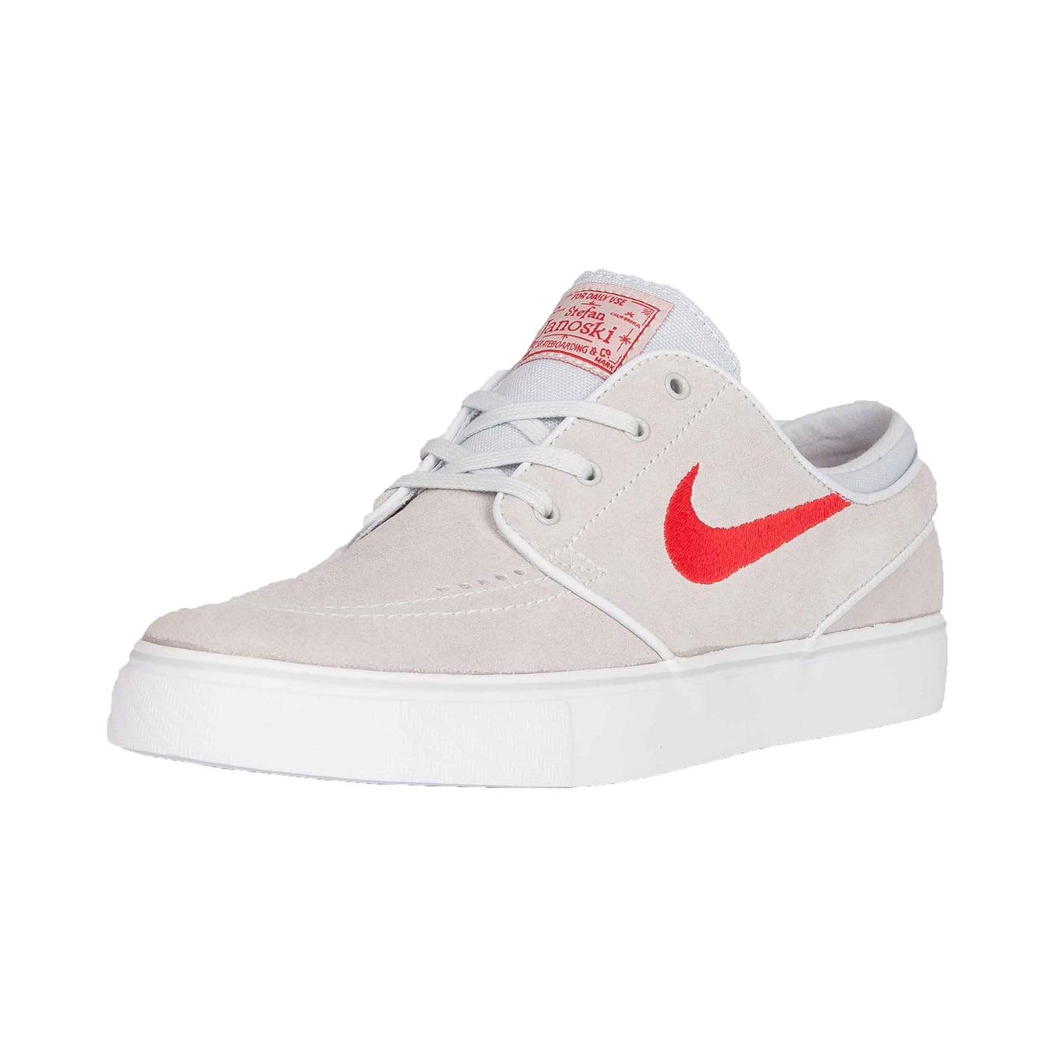nike sb janoski platinum & red suede skate shoes